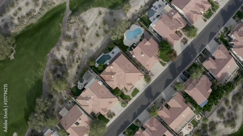 Aerial Drone View of Highway I-10 in Phoenix Tempe Chandler Arizona on a sunny day showing highway and surrounding areas