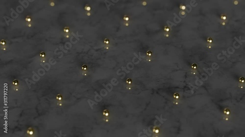 Golden Spheres On Marble Floor 3D Animated Abstract background