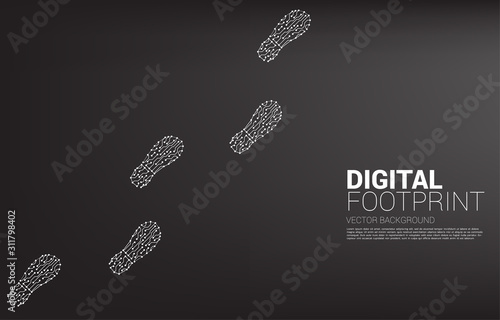 footprint from dot connect line circuit. business concept of digital transformation and digital footprint.