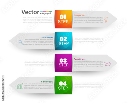 Infographic design template can be used for workflow layout, diagram, number options, web design. Infographic business concept with 4 options, parts, steps or processes