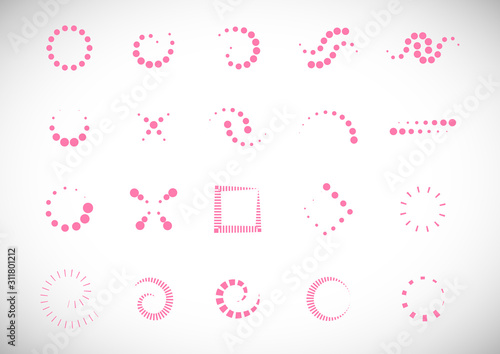 Abstract Dot Circle Icons Set. Halftone Logo Concept. Dotted Circle Isolated - Vector. Creative Icons For Dotted Logo, Tech Icon, Square Element And Logotype. Abstract Circle Dot Technology Logo