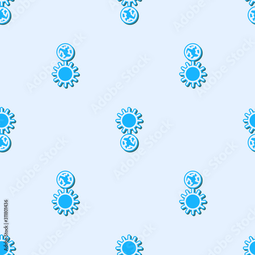 Blue line Solstice icon isolated seamless pattern on grey background. Vector Illustration