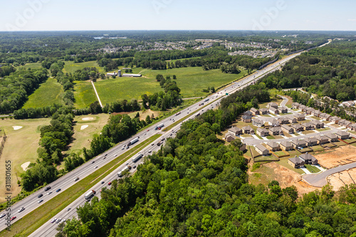 Aerial view of rural highwa...