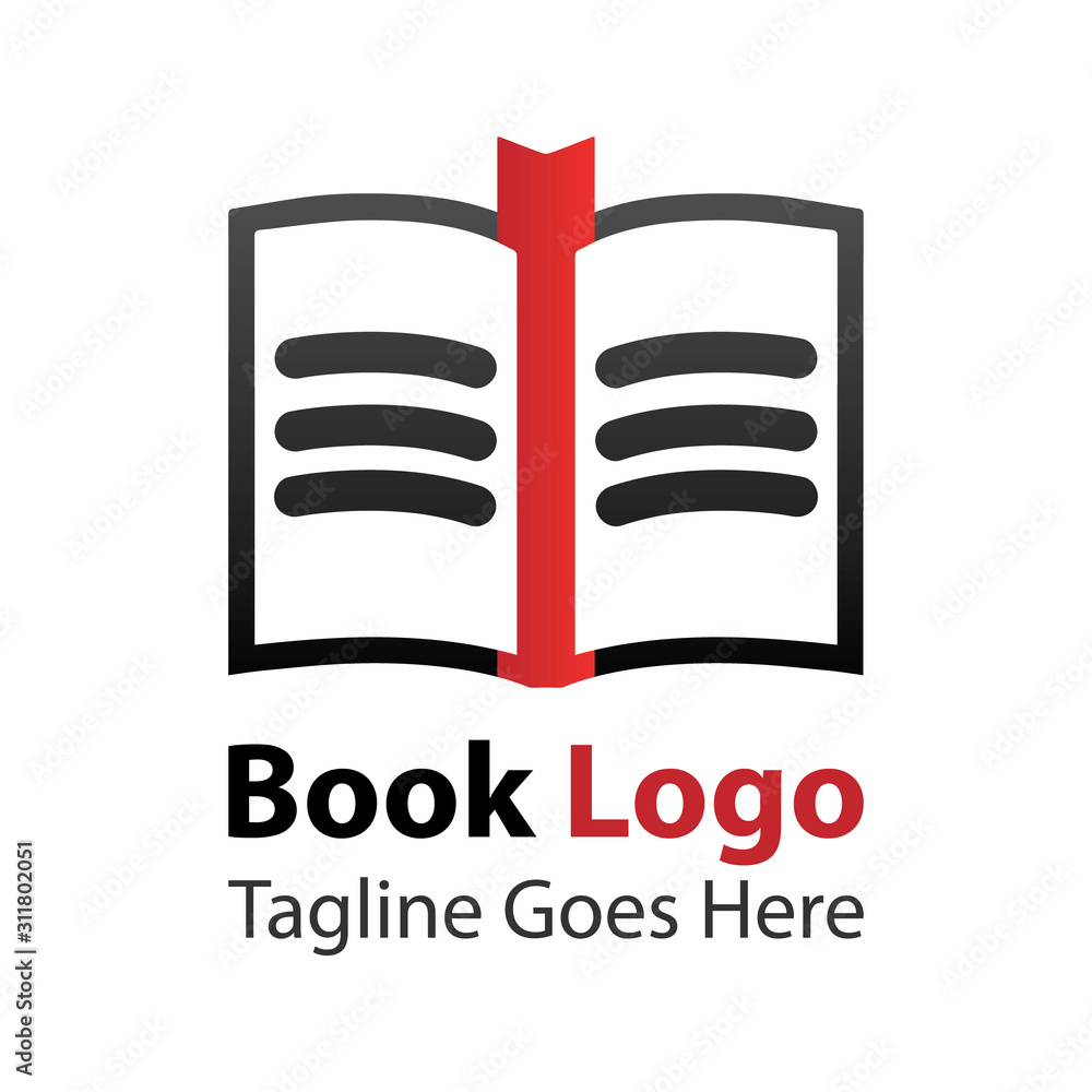imple book logo opens with a red ribbon marker in the middle for company logos and symbols imple book logo opens with a red ribbon marker in the middle for company logos and symbols