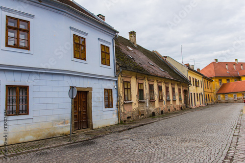 Osijek / Croatia: 10th May 2019: Old houses and cobbled streets inside medieval fortification tvrdja in Osijek © borongich