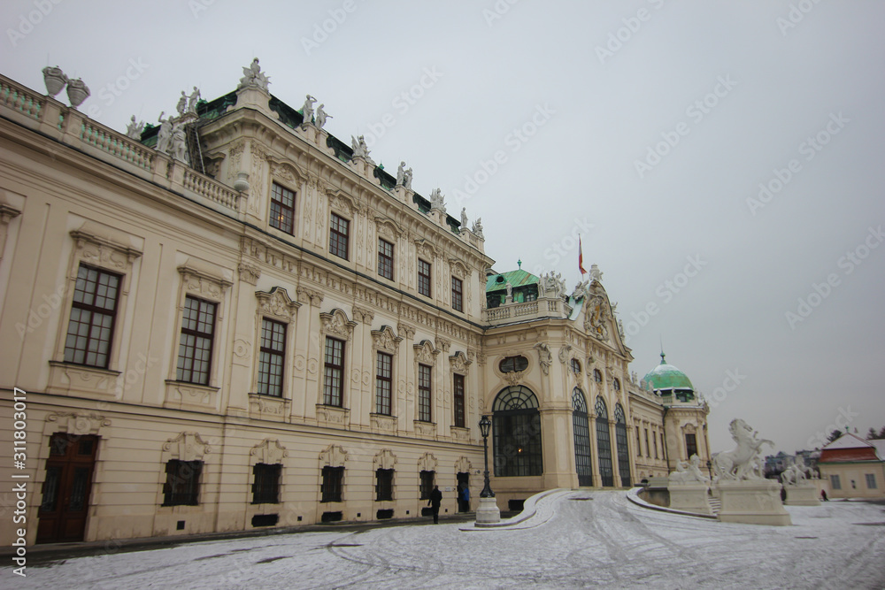 Vienna, Austria / 24th January 2019: Belvedere palace during Winter