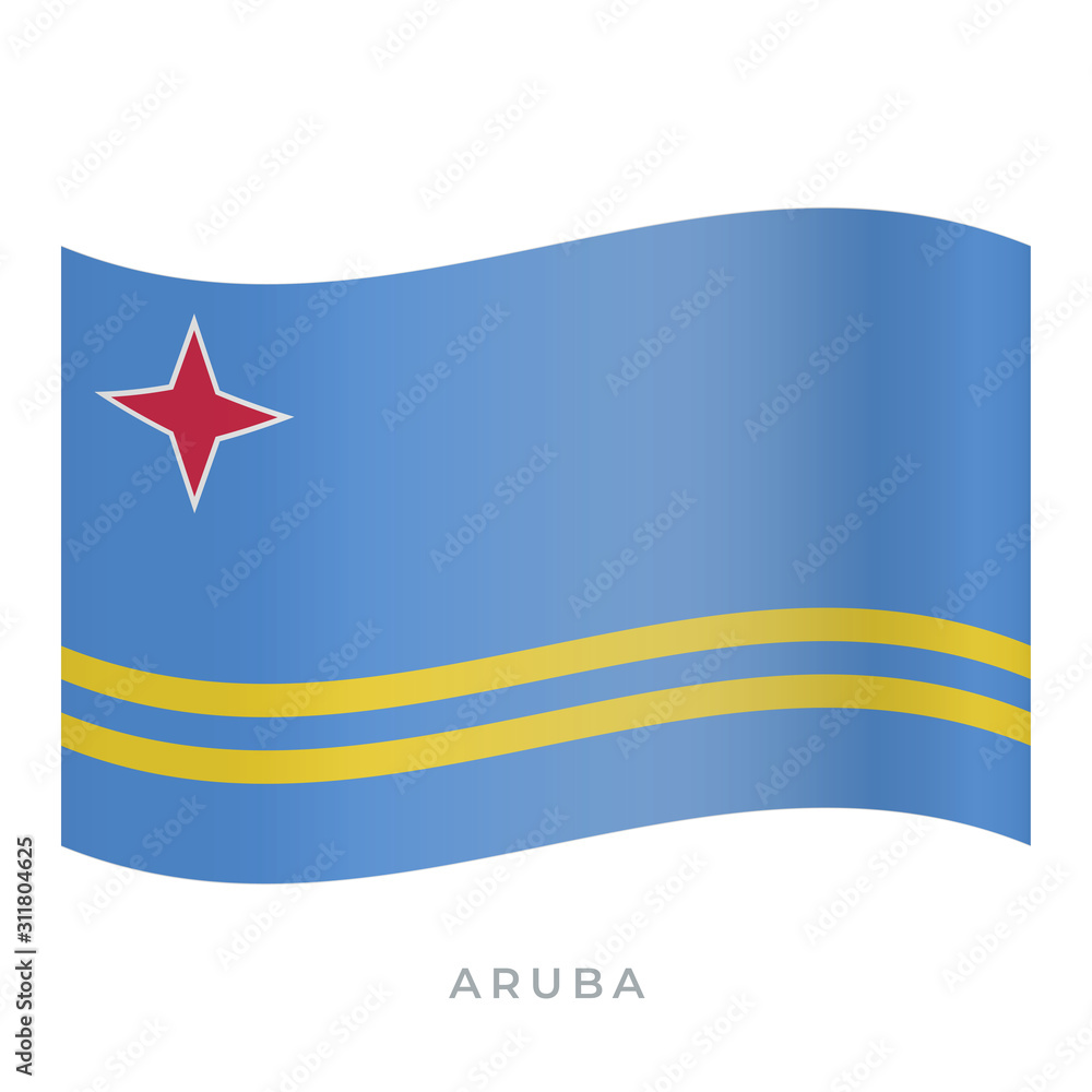 Aruba waving flag vector icon. Vector illustration isolated on white.