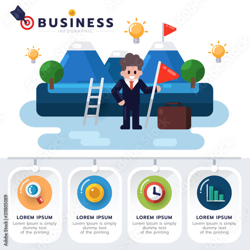 Technology use for Company milestones timeline info graphic vector template with businessman and icon for info graphic or presentation.