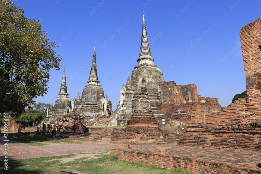 Fototapeta premium A beautiful view of buddhist temple in Ayutthaya, Thailand.