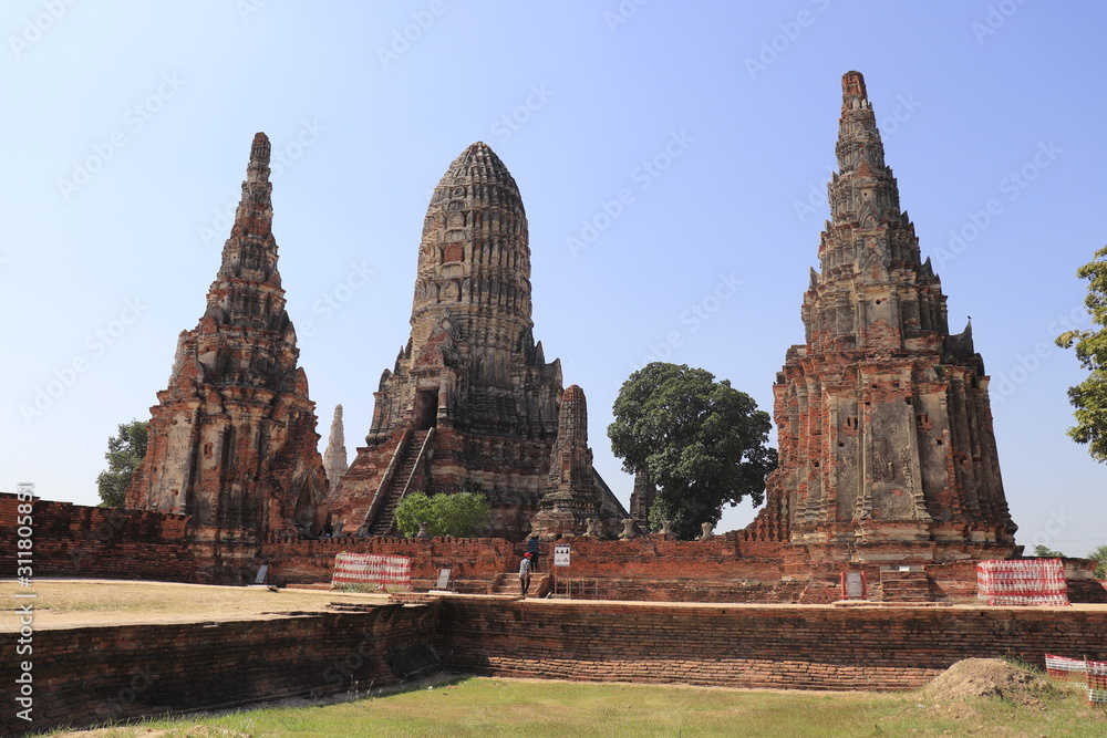 A beautiful view of buddhist temple in Ayutthaya, Thailand.