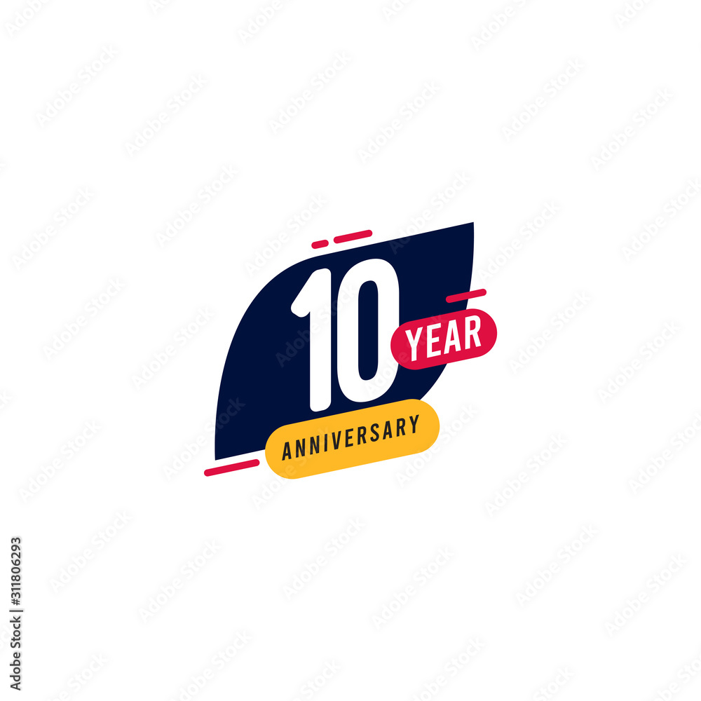 10 Years Anniversary blue yellow Vector Template Design Illustration 10 Years Anniversary blue yellow Vector Template Design Illustration