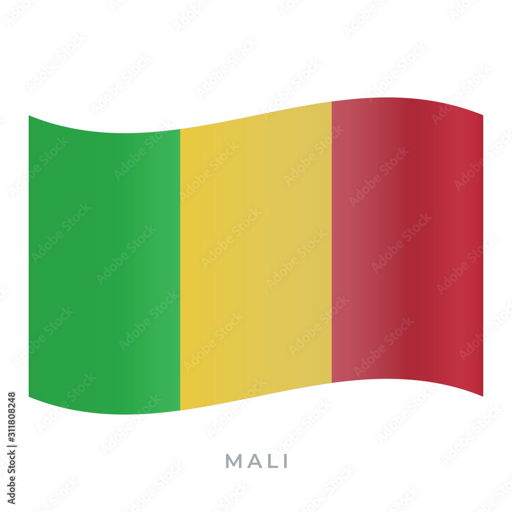 Obraz premium Mali waving flag vector icon. Vector illustration isolated on white.