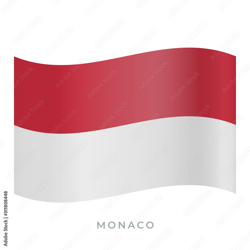Monaco waving flag vector icon. Vector illustration isolated on white. Monaco waving flag vector icon. Vector illustration isolated on white.