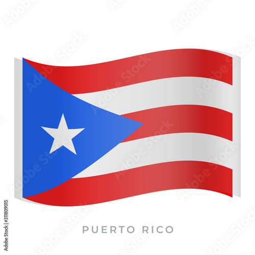 Puerto Rico waving flag vector icon. Vector illustration isolated on white.