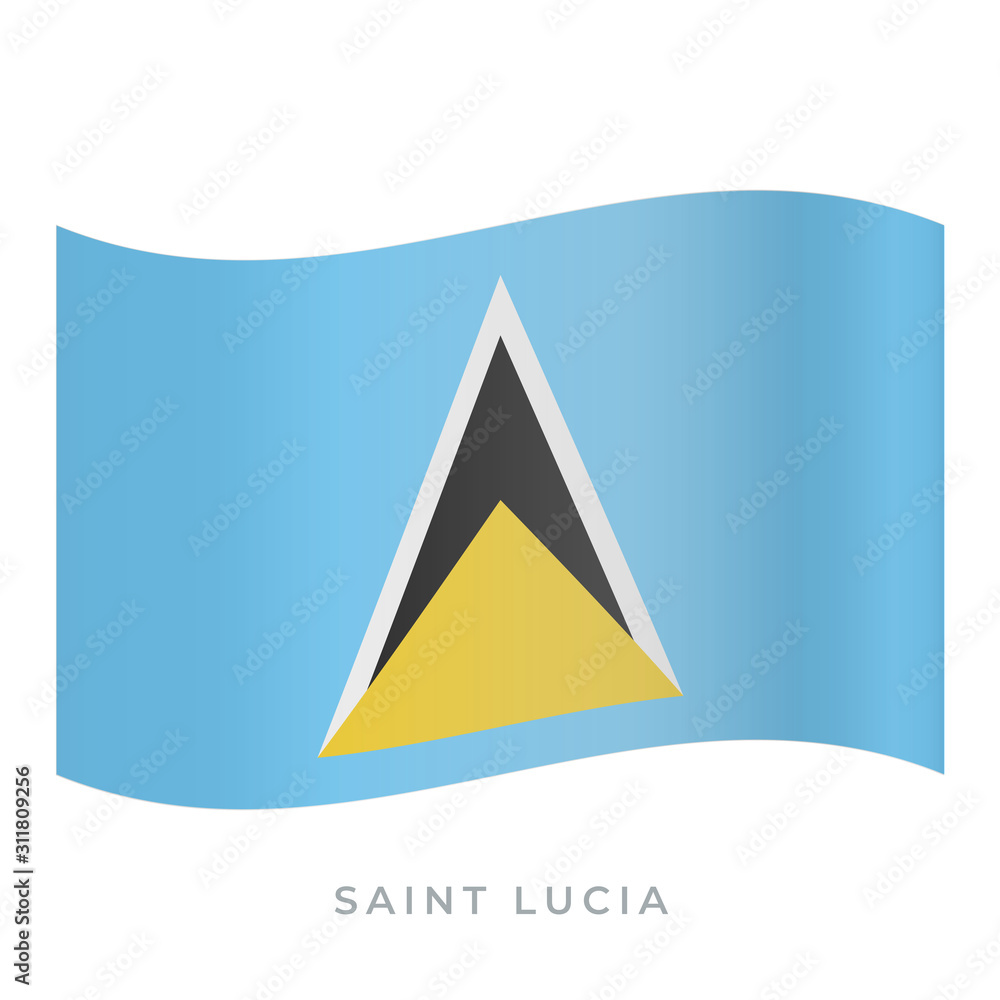 Saint Lucia waving flag vector icon. Vector illustration isolated on white. Saint Lucia waving flag vector icon. Vector illustration isolated on white.