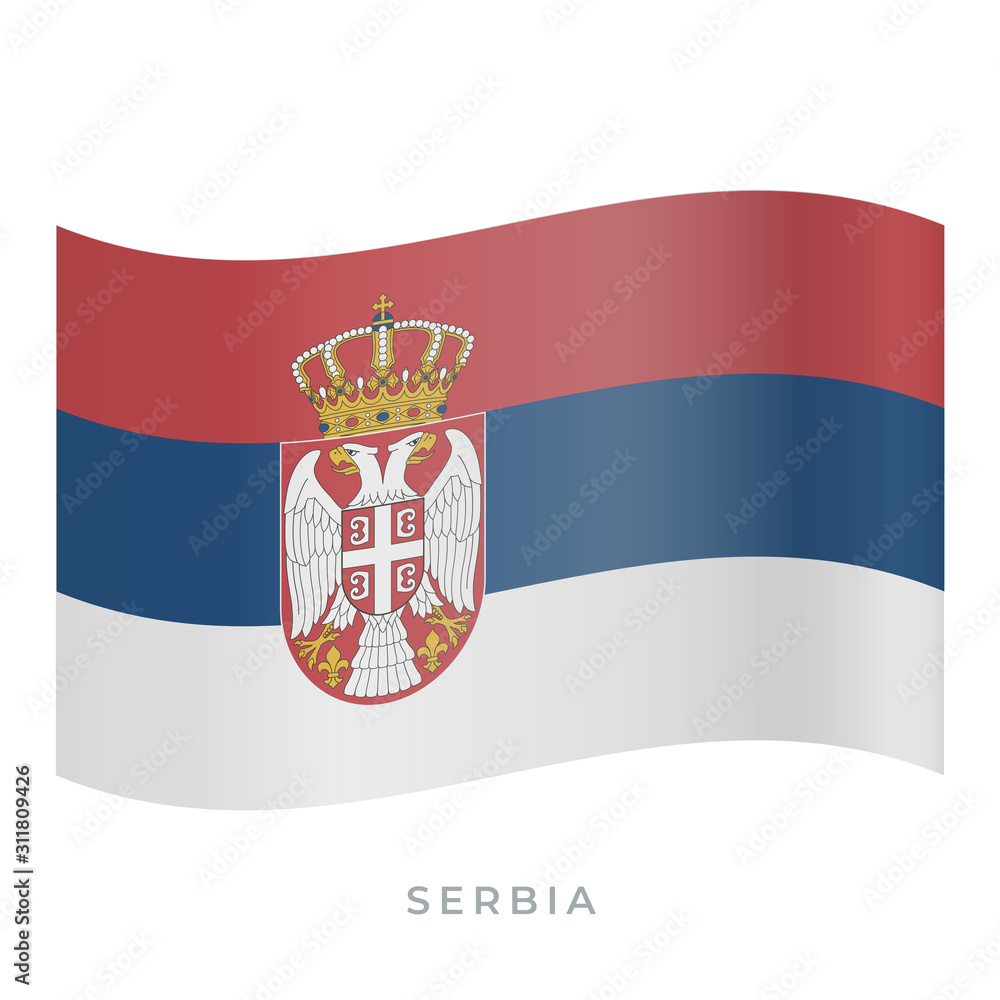 Obraz premium Serbia waving flag vector icon. Vector illustration isolated on white.