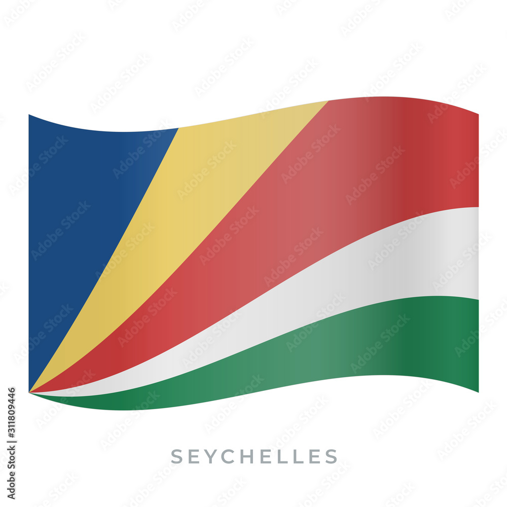 Seychelles waving flag vector icon. Vector illustration isolated on white. Seychelles waving flag vector icon. Vector illustration isolated on white.