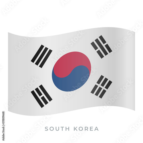 South Korea waving flag vector icon. Vector illustration isolated on white.