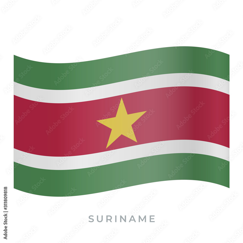 Suriname waving flag vector icon. Vector illustration isolated on white. Suriname waving flag vector icon. Vector illustration isolated on white.