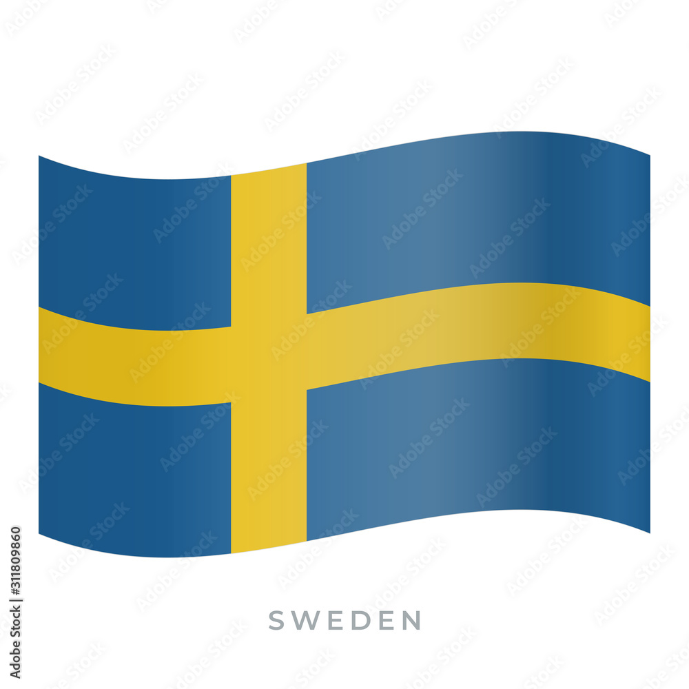 Sweden waving flag vector icon. Vector illustration isolated on white. Sweden waving flag vector icon. Vector illustration isolated on white.