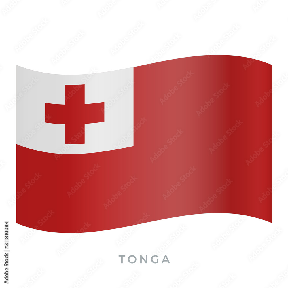 Tonga waving flag vector icon. Vector illustration isolated on white. Tonga waving flag vector icon. Vector illustration isolated on white.