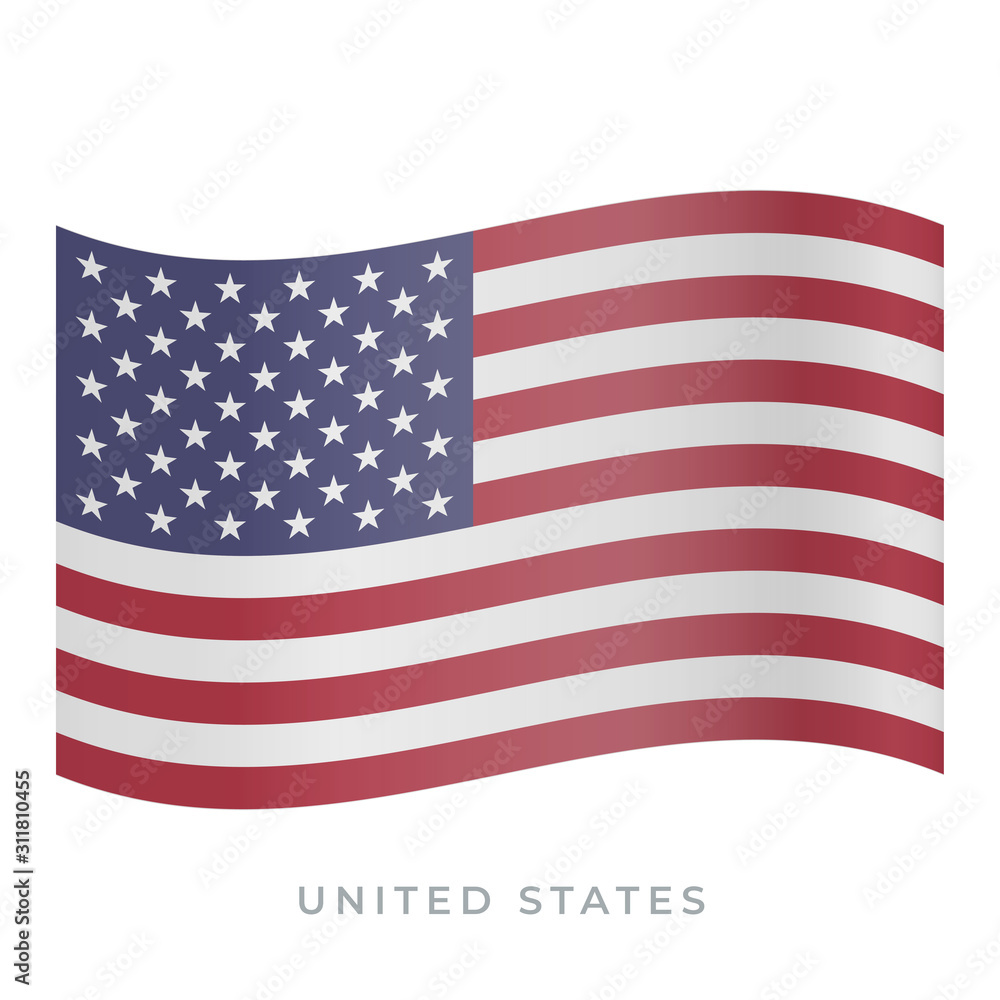 Obraz premium United States waving flag vector icon. Vector illustration isolated on white.