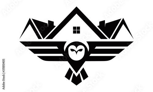 owl logo and design home icon vector illustration