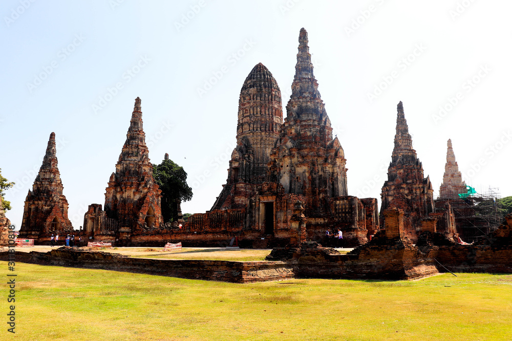 A beautiful view of Wat Chai Wattanaram temple in Ayutthaya, Thailand.