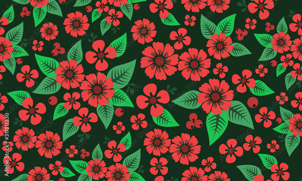Cute and unique Christmas red flower with floral pattern art. Cute and unique Christmas red flower with floral pattern art.