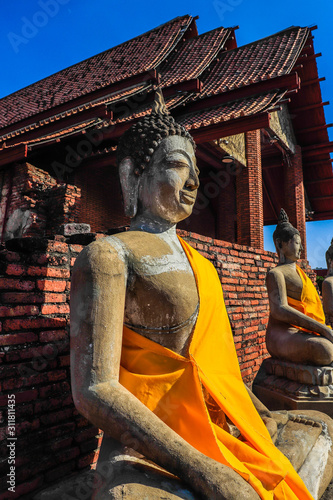 A beautiful view of Wat Yai Chaimongkhol temple in Ayutthaya, Thailand. photo