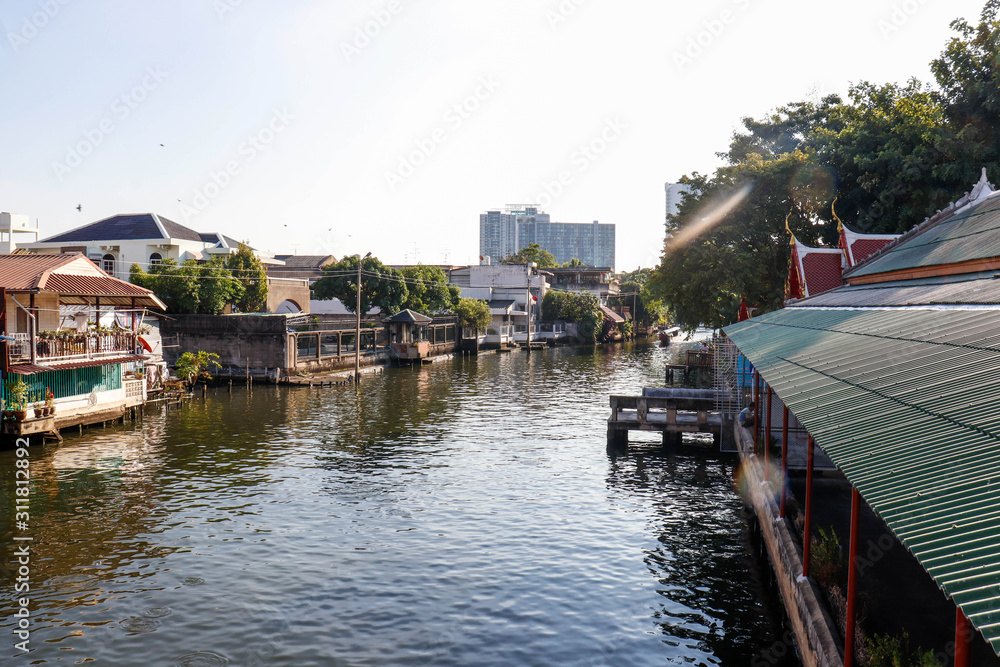 Naklejka premium A beautiful view of Wat Paknam temple in Bangkok, Thailand.