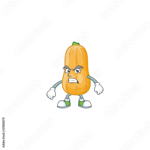 Picture of butternut squash cartoon character with angry face