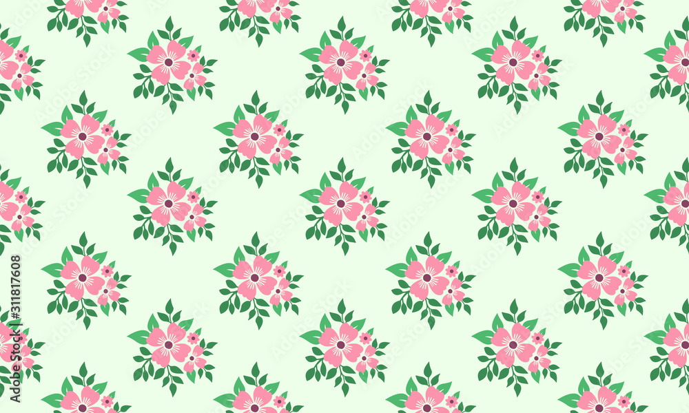 Cute valentine flower pattern background, with leaf floral seamless design. Cute valentine flower pattern background, with leaf floral seamless design.