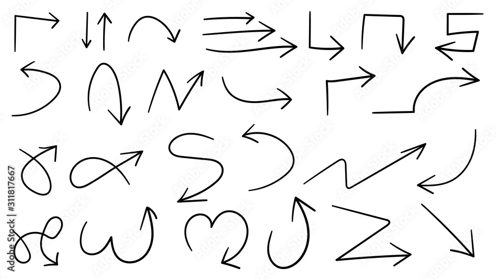 Hand drawn arrow vector icons set. sketch arrow design for business plan and education. Hand drawn arrow vector icons set. sketch arrow design for business plan and education.