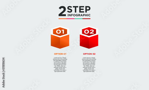 2 step infographic element. Business concept with twooptions and number  steps or processes. data visualization. Vector illustration.