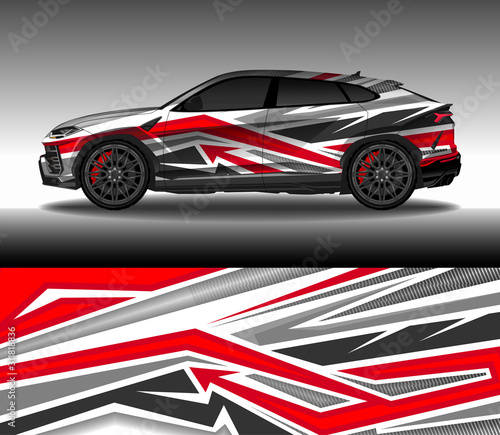 Car wrap decal livery design vector  rally race car vehicle sticker and tinting.