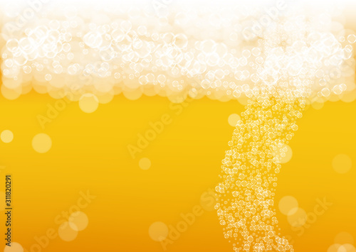 Beer background. Craft lager splash. Oktoberfest foam. Froth pint of ale with...