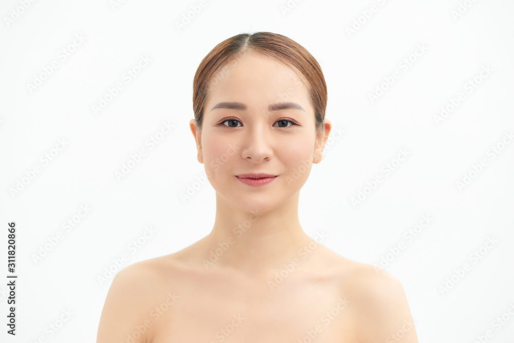 Asian woman beauty face healthy skin white background with natural makeup. Spa concept. Asian woman beauty face healthy skin white background with natural makeup. Spa concept.