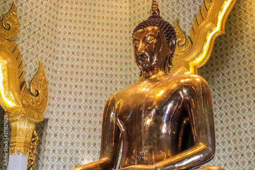 A beautiful view of Wat Traimit temple in Bangkok, Thailand.