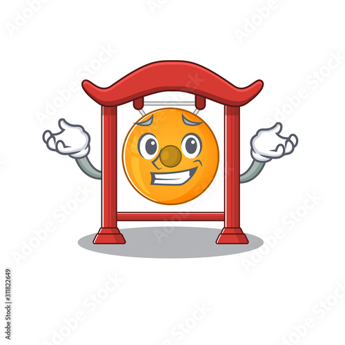 Cute and Cool Grinning chinese gong Scroll mascot cartoon style