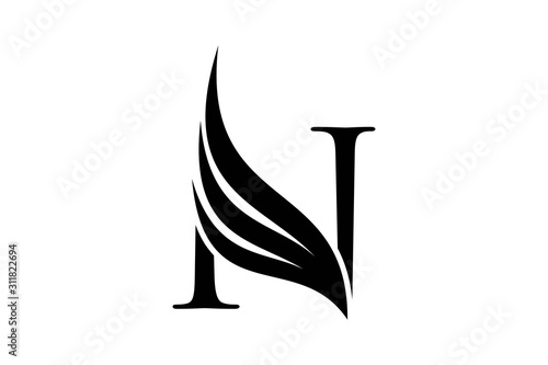 Initial letter N logo and wings symbol. Wings design element,  initial Letter N logo Icon, Initial Logo Template photo