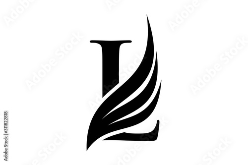 Initial letter L logo and wings symbol. Wings design element,  initial Letter L logo Icon, Initial Logo Template photo
