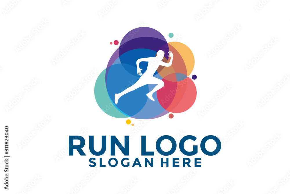 Colorful Running Man Logo Icon, Run Logo Template, People Run logo Design  for Club Run, Marathon an other Stock Vector | Adobe Stock