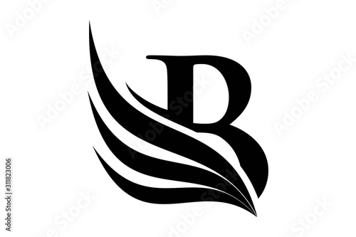 Initial letter B logo and wings symbol. Wings design element,  initial Letter B logo Icon, Initial Logo Template