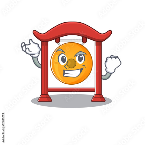 Happy confident Successful chinese gong Scroll cartoon character style