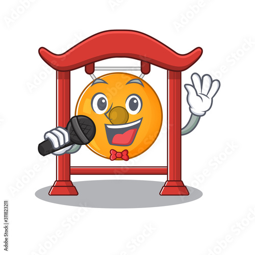 Cute cartoon Singing chinese gong Scroll with a microphone
