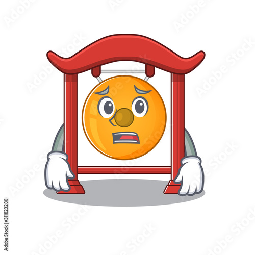 mascot of chinese gong Scroll showing afraid look face