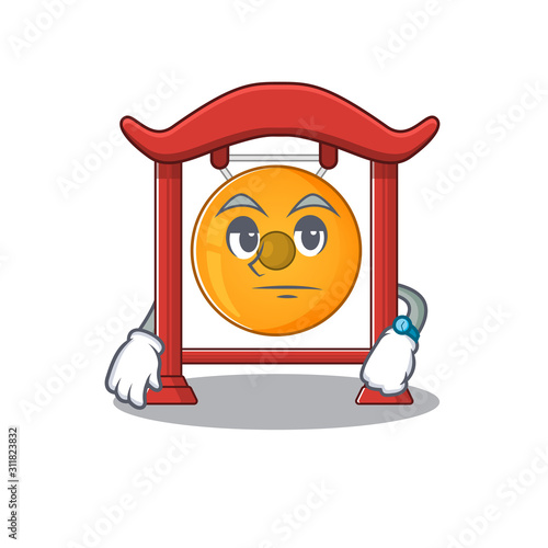 Waiting gesture chinese gong Scroll on cartoon character design