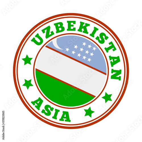 Uzbekistan sign. Round country logo with flag of Uzbekistan. Vector illustration.