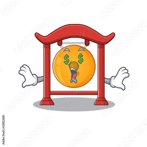 Chinese gong Scroll with Money eye cartoon character style
